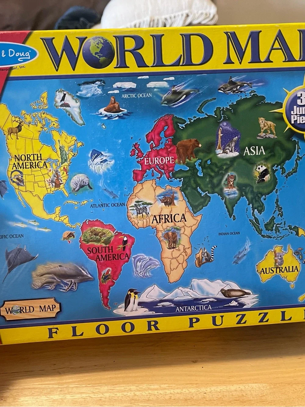 Melissa And Doug World Map Jumbo Floor Puzzle 33pc 2x3 Feet